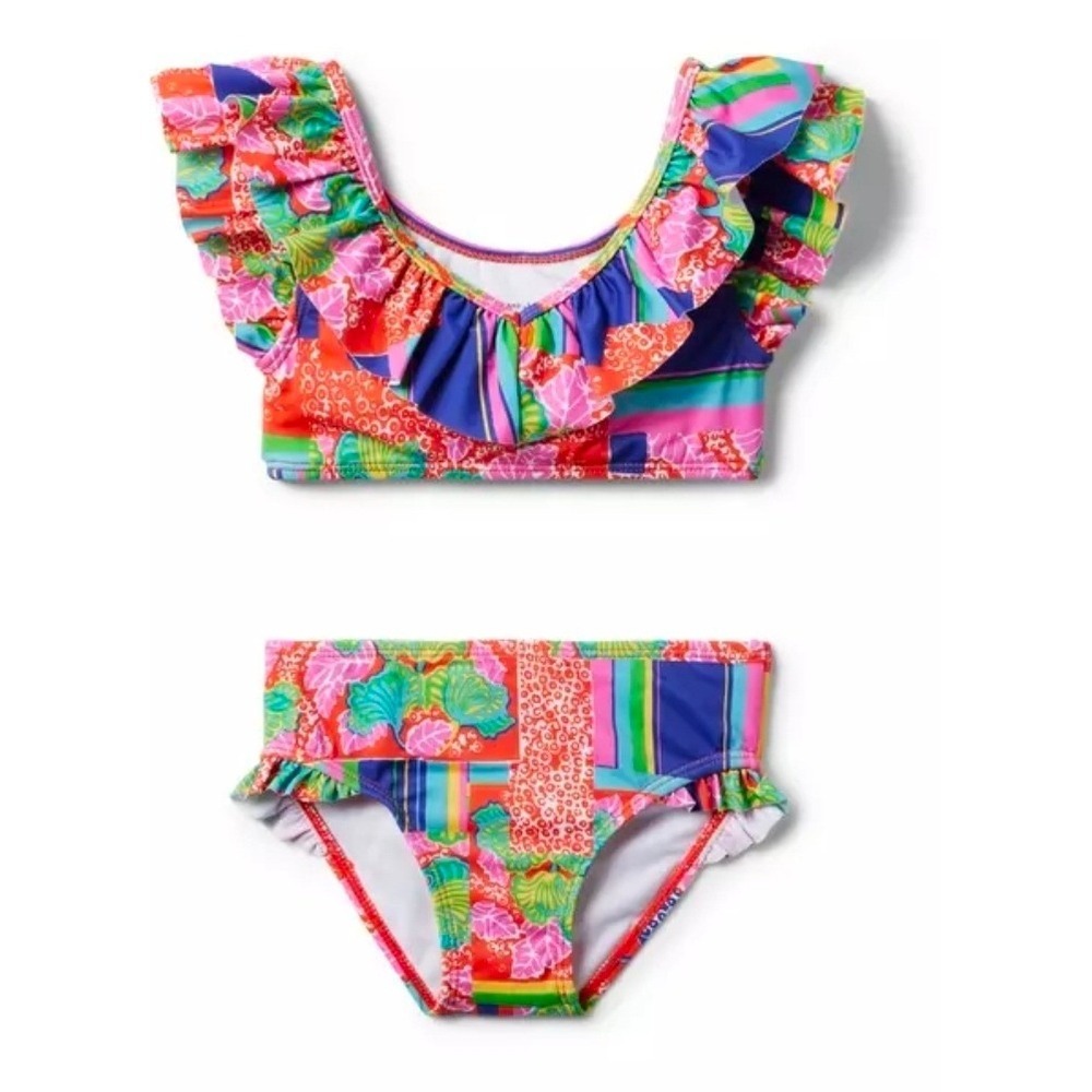 Janie and Jack Girls Swimsuit 18-24 Months Floral Ruffle Two‎ Piece Cute